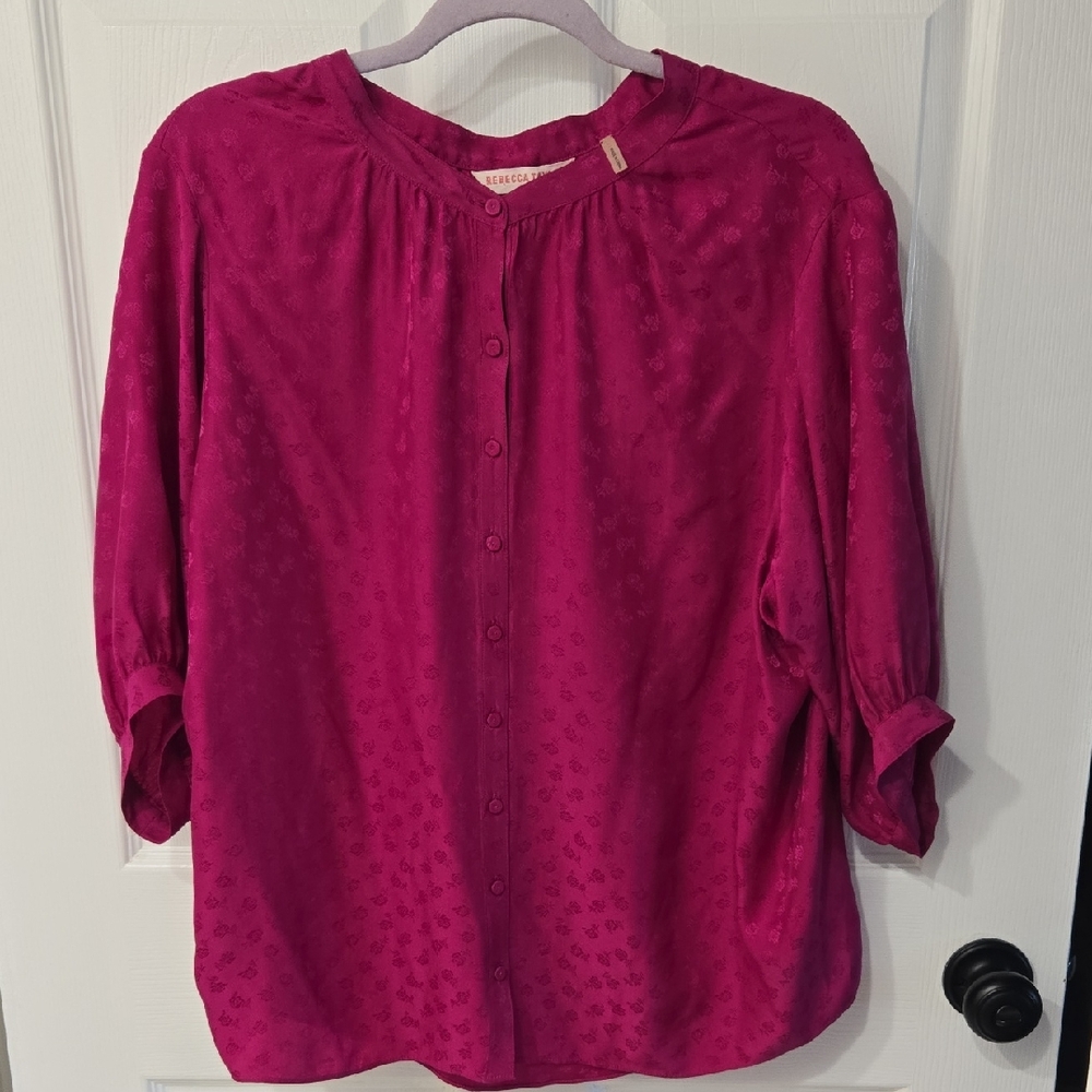 Rebecca Taylor Women's Pink Button-Up Blouse Silk Size 8